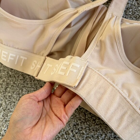 Shefit Womens One Size Luxe Sports Bra Beige Adjustable Zip Front  Activewear - Picture 4 of 8